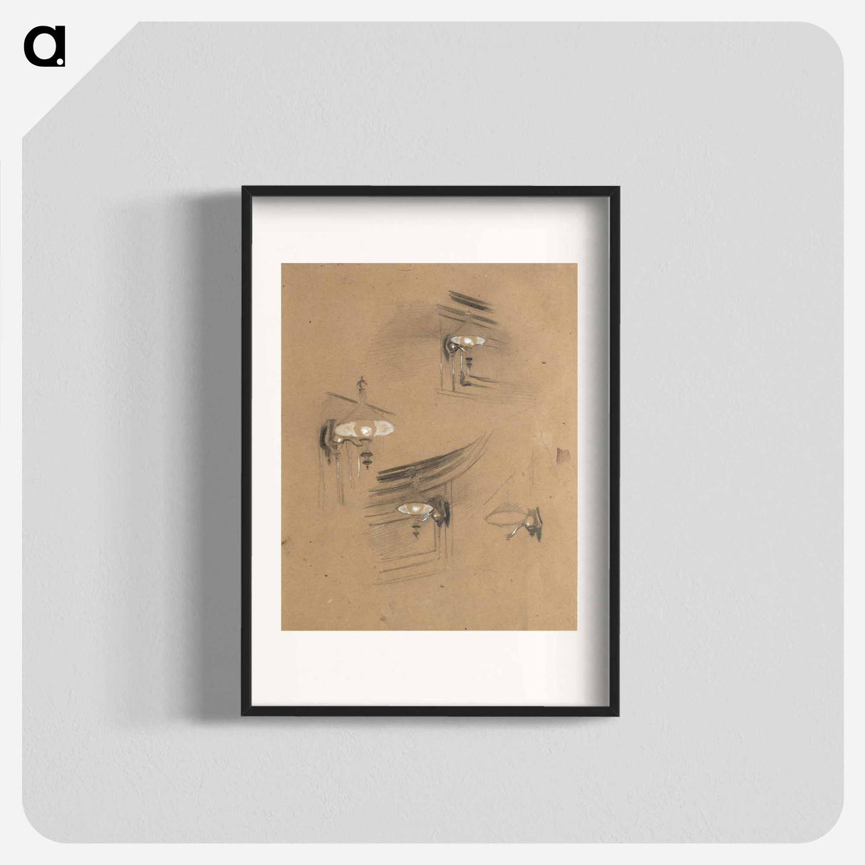 Studies for the "Audience Room in the Old Burgtheater" - グスタフ クリムト Poster.