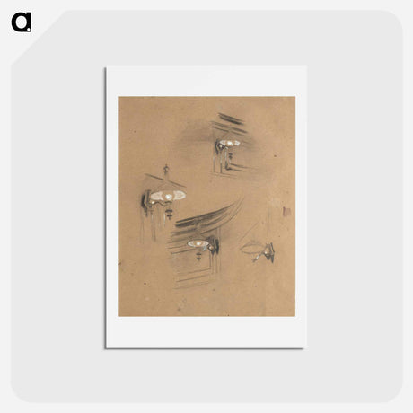 アートポストカード-Studies for the "Audience Room in the Old Burgtheater" - グスタフ クリムト Postcard.