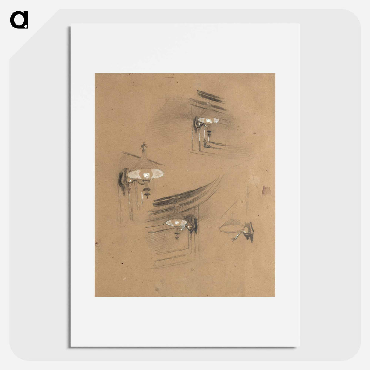 Studies for the "Audience Room in the Old Burgtheater" - グスタフ クリムト Poster.