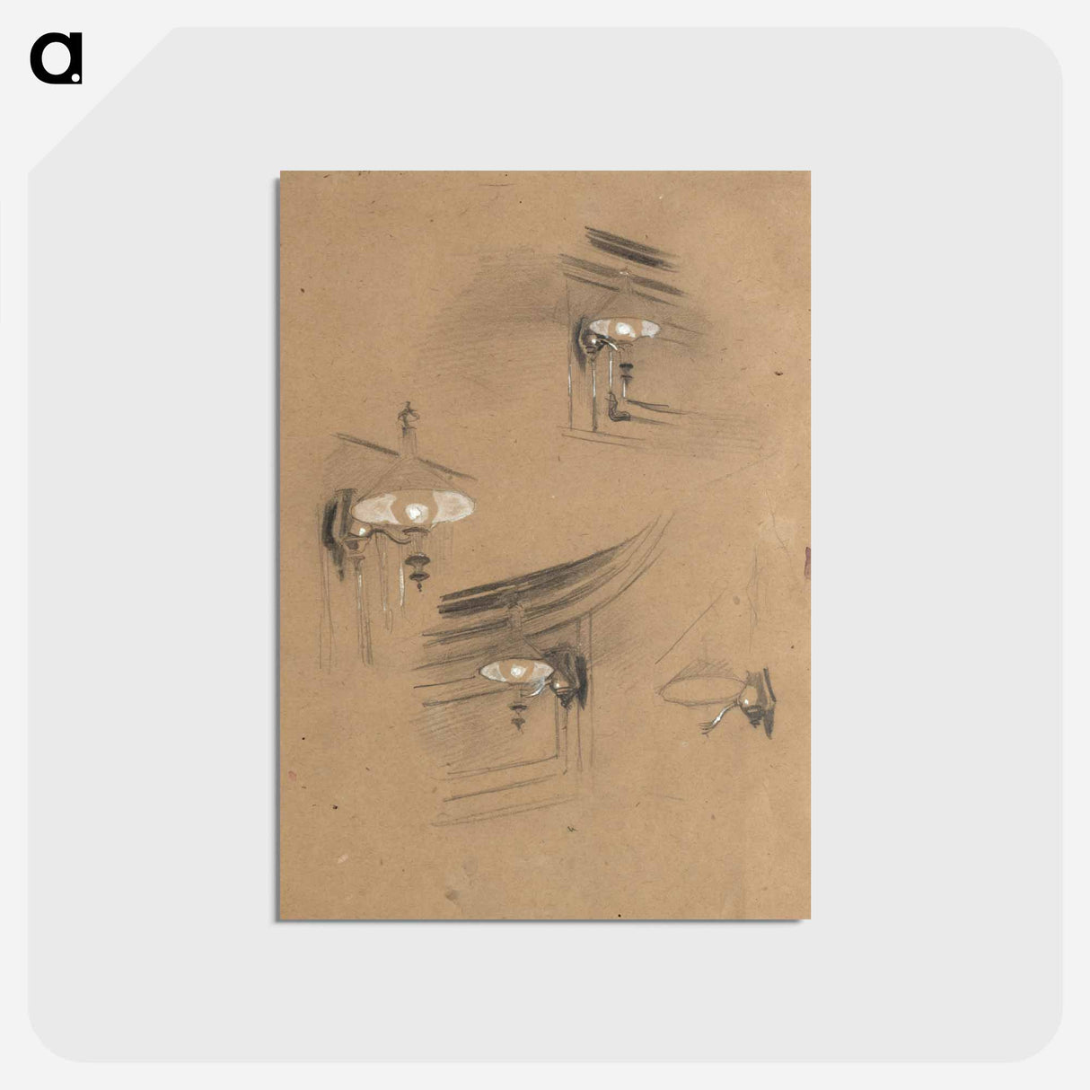 アートポストカード-Studies for the "Audience Room in the Old Burgtheater" - グスタフ クリムト Postcard.