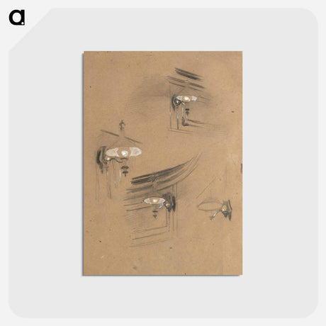 アートポストカード-Studies for the "Audience Room in the Old Burgtheater" - グスタフ クリムト Postcard.