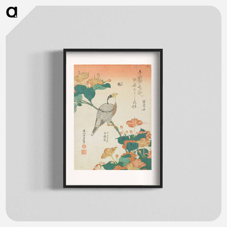 アートポスター-Hawfinch and Marvel-of-Peru - 葛飾 北斎 Poster.