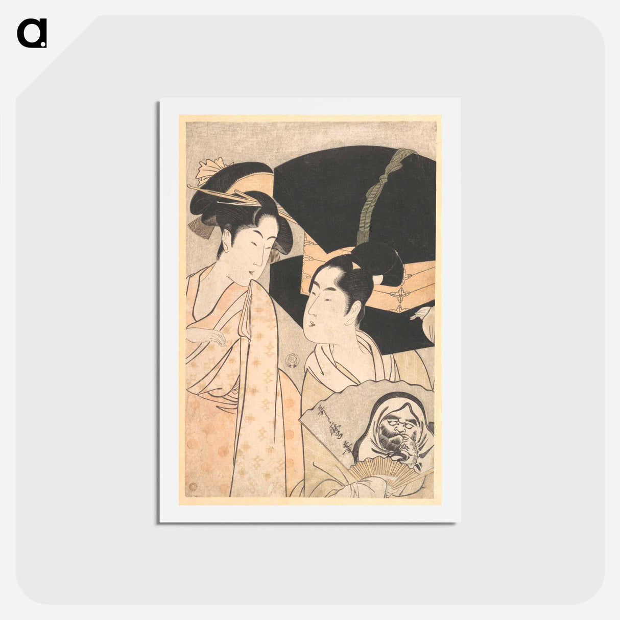 アートポストカード-Fan Vendor - 喜多川 歌麿 Postcard.