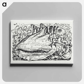 アートパネル-Fish and shell in the water - レオ ヘステル Canvas.
