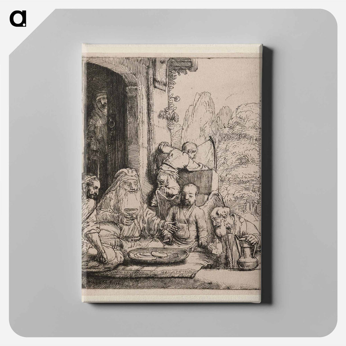 Abraham Entertaining the Angels - Rembrandt van Rijn Canvas.