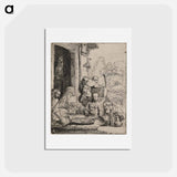 アートポストカード-Abraham Entertaining the Angels - レンブラント ファン レイン Postcard.