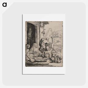 アートポストカード-Abraham Entertaining the Angels - レンブラント ファン レイン Postcard.