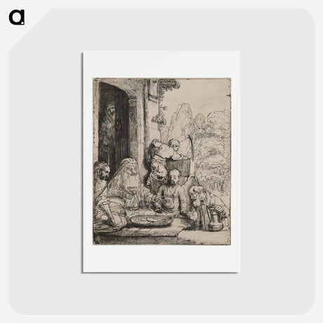 アートポストカード-Abraham Entertaining the Angels - レンブラント ファン レイン Postcard.