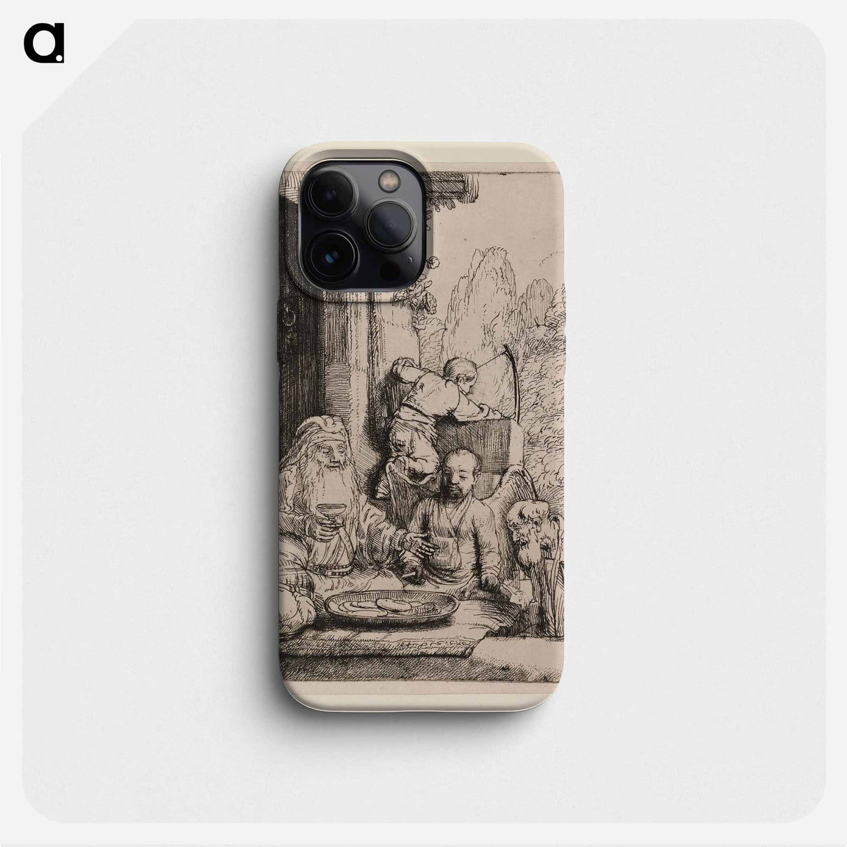 Abraham Entertaining the Angels - Rembrandt van Rijn Phone Case.