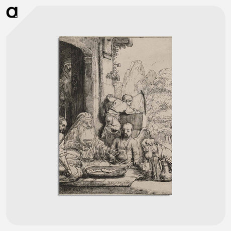 アートポストカード-Abraham Entertaining the Angels - レンブラント ファン レイン Postcard.