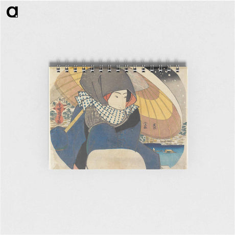 アートメモ帳-Woman with Umbrella in Snow
 - 歌川 国貞 Memo.