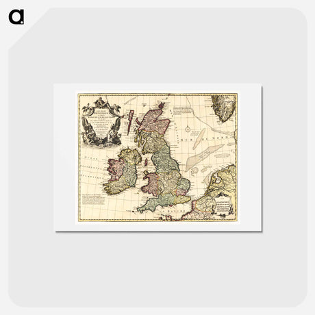 アートポストカード-Les Isles Britanniques - アンティーク地図 Postcard.