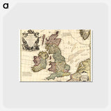 アートポストカード-Les Isles Britanniques - アンティーク地図 Postcard.
