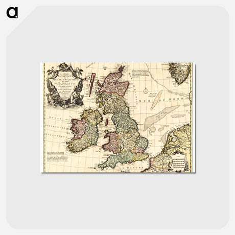 アートポストカード-Les Isles Britanniques - アンティーク地図 Postcard.