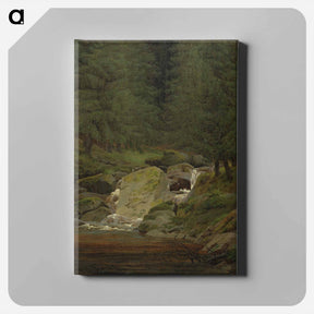 アートパネル-Pines at the waterfall - カスパー ダーヴィト フリードリヒ Canvas.