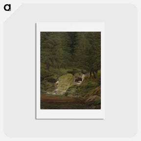 アートポストカード-Pines at the waterfall - カスパー ダーヴィト フリードリヒ Postcard.