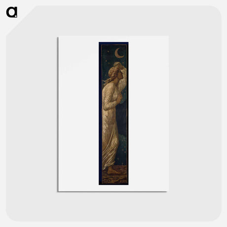 アートポストカード-Cupid and Psyche - Palace Green Murals - Psyche gazes in despair at Cupid flying away into the Night - エドワード バーン ジョーンズ Postcard.