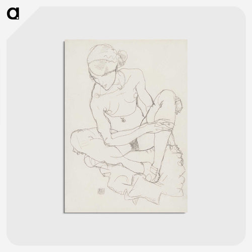 座る裸婦 - エゴン シーレ Postcard.