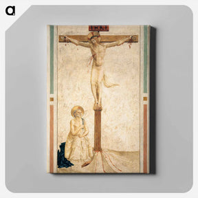 アートパネル-Crucifixion with St. Dominic Flagellating Himself - フラ アンジェリコ Canvas.