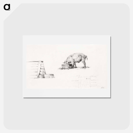 アートポストカード-Pig - ジャン ベルナール Postcard.