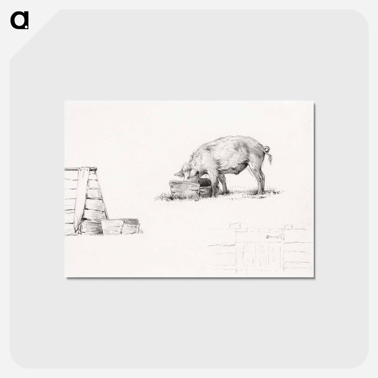 アートポストカード-Pig - ジャン ベルナール Postcard.