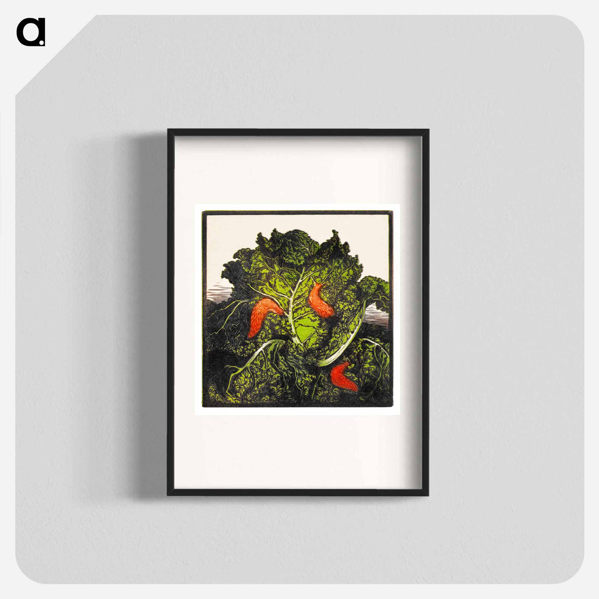 Three slugs on a cabbage - ユリー デ フラーハ Poster.