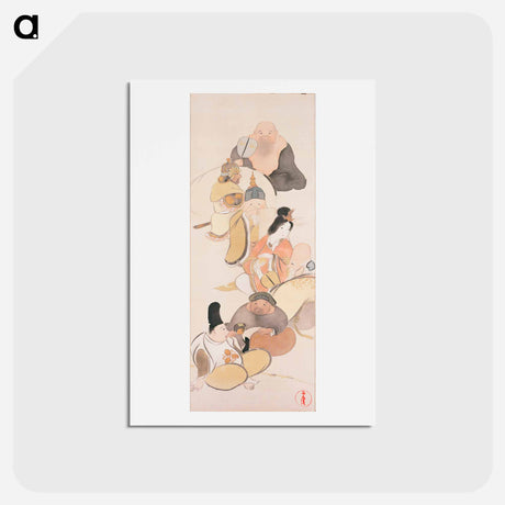 アートポストカード-Seven Gods of Good Fortune - 神坂 雪佳 Postcard.