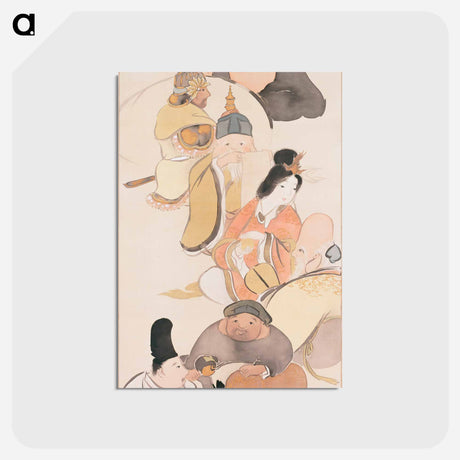 アートポストカード-Seven Gods of Good Fortune - 神坂 雪佳 Postcard.