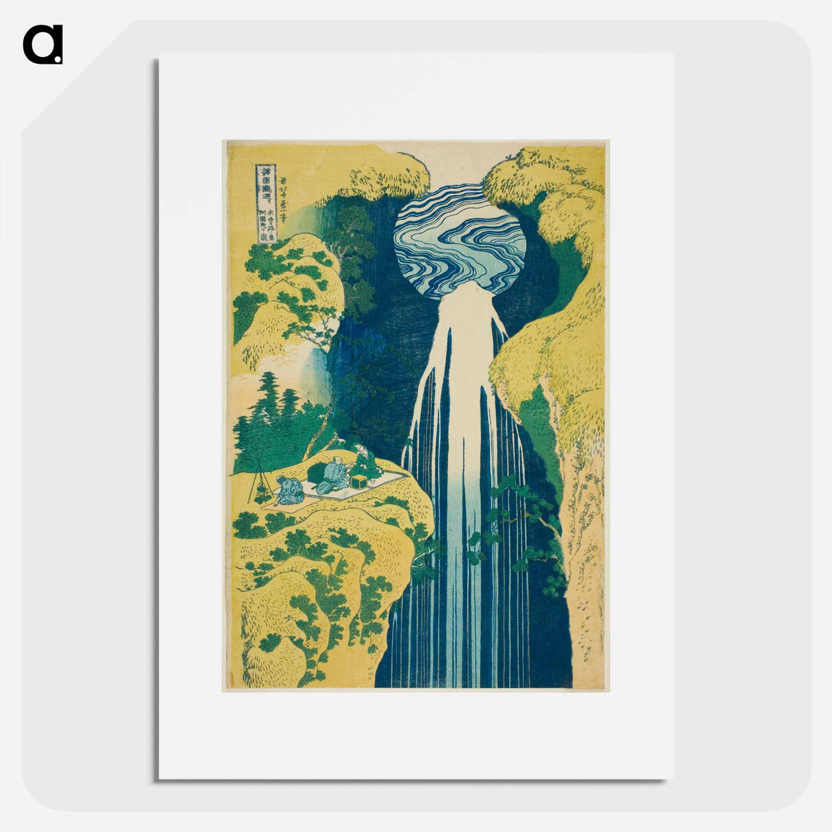 The waterfall of Amida behind the Kiso Road - Katsushika Hokusai Poster.