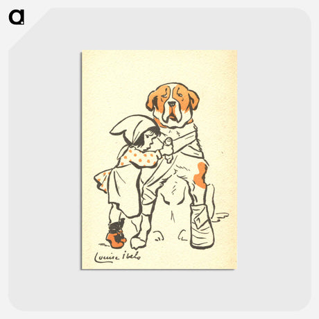 アートポストカード-Little Girl Bandaging a Large Dog
 - 国立医学図書館 Postcard.