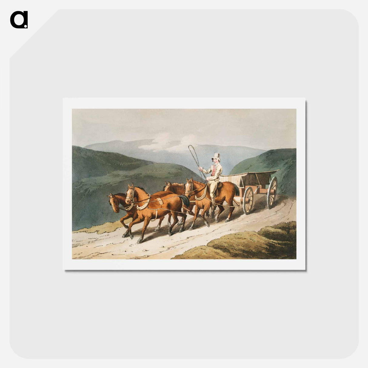 Illustration of the east riding or wolds waggon - 19世紀のヨークシャー Postcard.