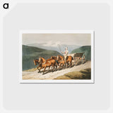 Illustration of the east riding or wolds waggon - 19世紀のヨークシャー Postcard.