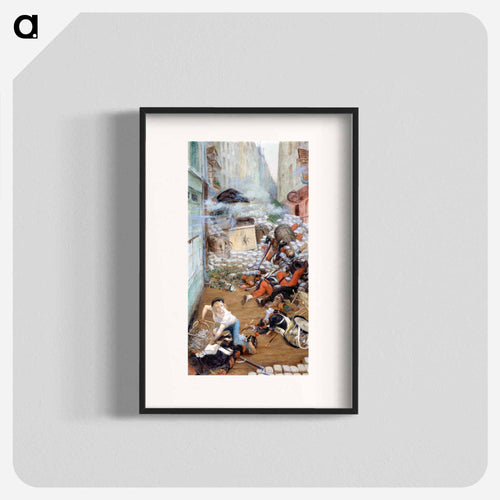 Newsboy collecting balls for the barricade - アドルフ レオン ウィレット Poster.