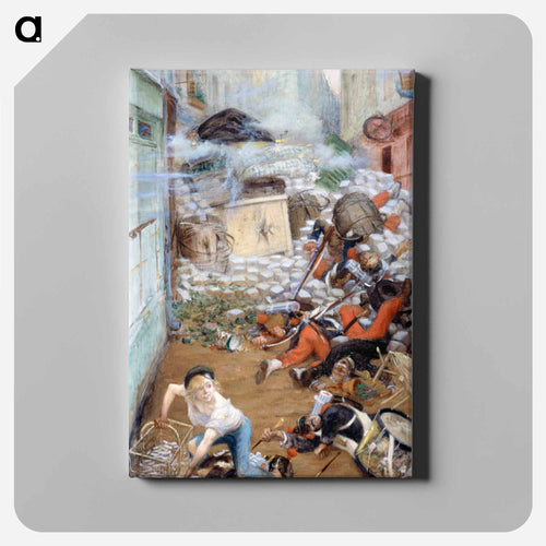 Newsboy collecting balls for the barricade - アドルフ レオン ウィレット Canvas.