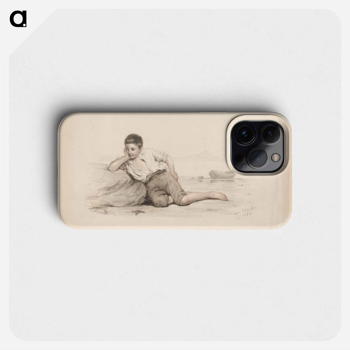 Kiveä vasten makaava italialainen poika lahden rannalla - アンダース エクマン Phone Case.