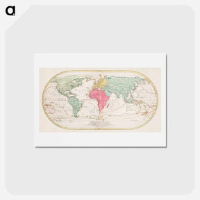 アートポストカード-Mappe Monde ou Carte générale de l'Univers - アンティーク地図 Postcard.