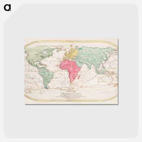 アートポストカード-Mappe Monde ou Carte générale de l'Univers - アンティーク地図 Postcard.