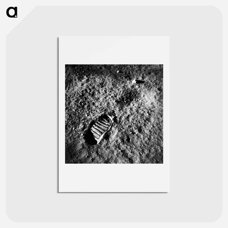 アートポストカード-Astronaut’s Footprint in Lunar Soil - アポロ月面着陸 Postcard.