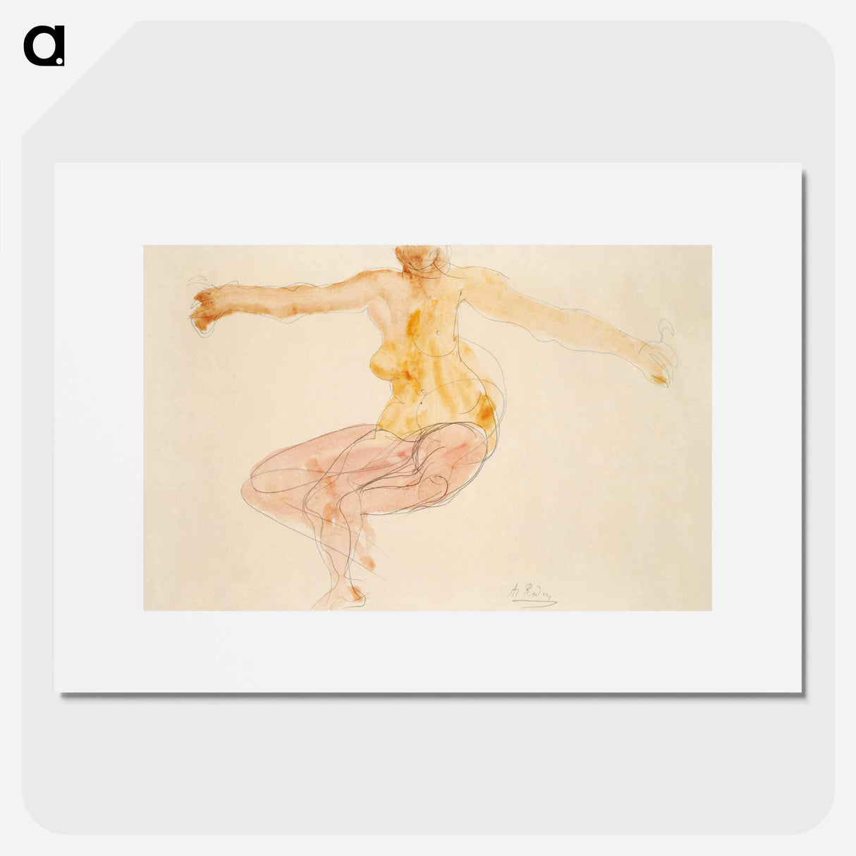 Nude woman dancing sensually - オーギュスト ロダン Poster.