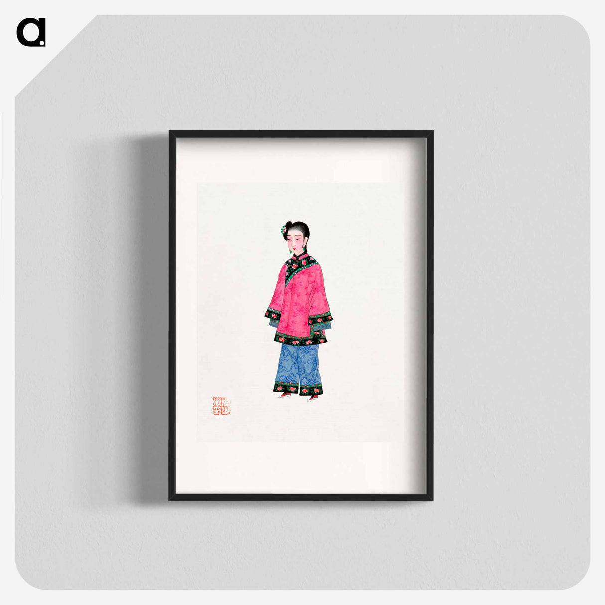 アートポスター-Chinese Woman in Coat Illustration
 - 中国の衣装 Poster.
