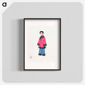 アートポスター-Chinese Woman in Coat Illustration
 - 中国の衣装 Poster.