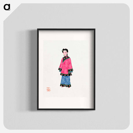 アートポスター-Chinese Woman in Coat Illustration
 - 中国の衣装 Poster.