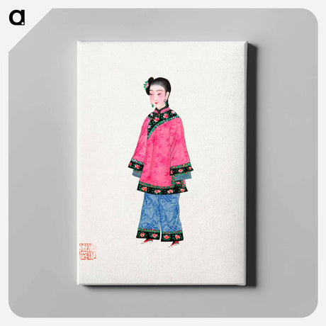 アートパネル-Chinese Woman in Coat Illustration
 - 中国の衣装 Canvas.