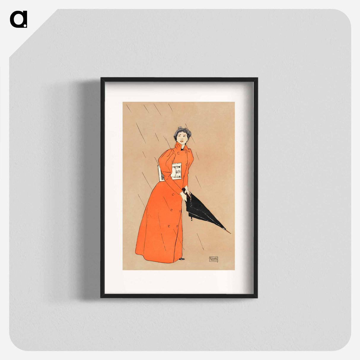 Woman holding umbrella - Edward Penfield Poster.