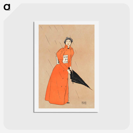 アートポストカード-Woman holding umbrella - エドワード ペンフィールド Postcard.