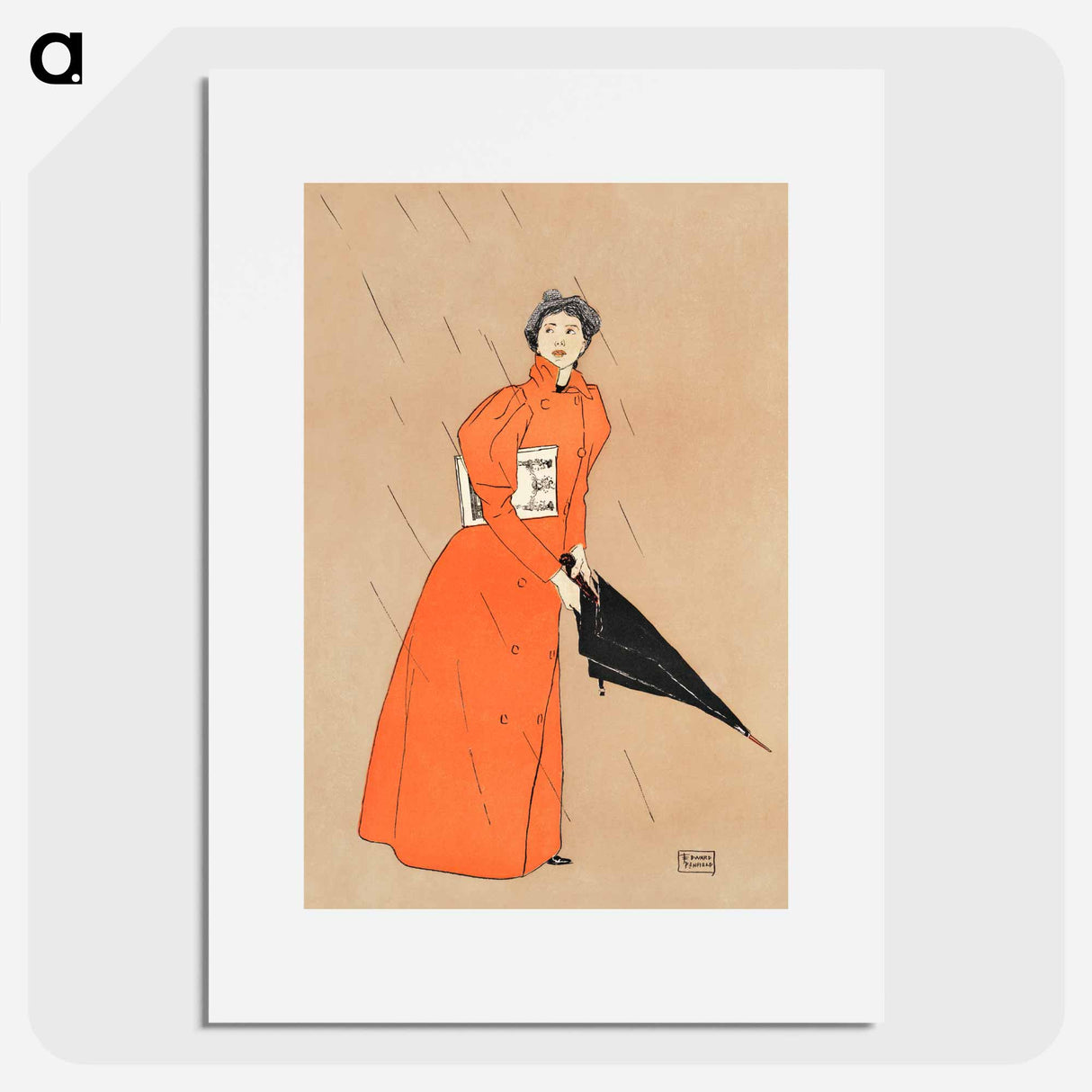 Woman holding umbrella - Edward Penfield Poster.