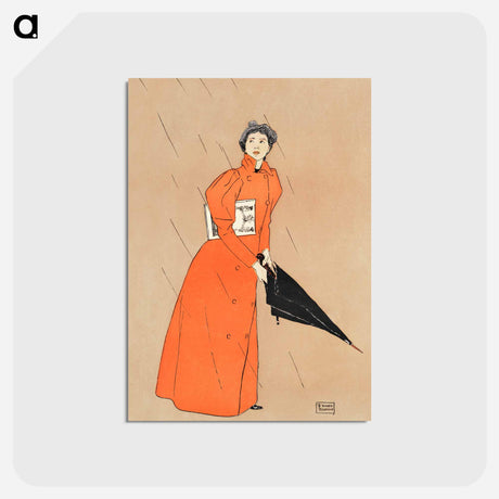 アートポストカード-Woman holding umbrella - エドワード ペンフィールド Postcard.