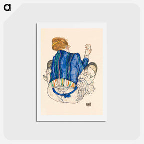 アートポストカード-Seated Woman, Back View - エゴン シーレ Postcard.