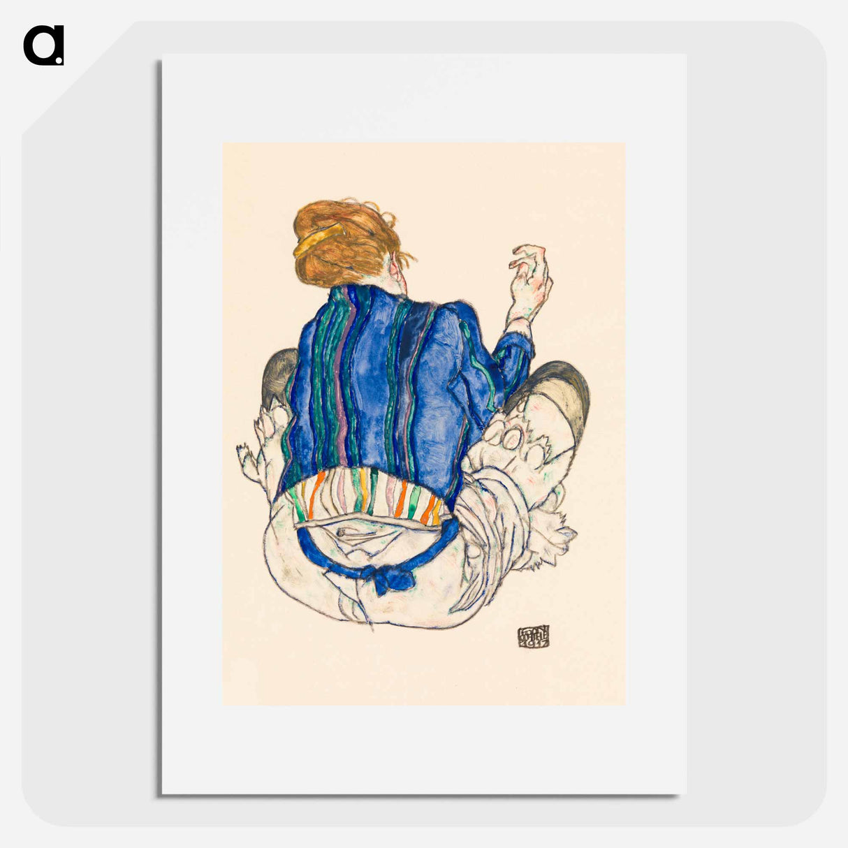 Seated Woman, Back View - Egon Schiele Poster.