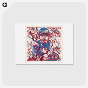 アートポストカード-Smoking Peasant - エルンスト ルートヴィヒ キルヒナー Postcard.